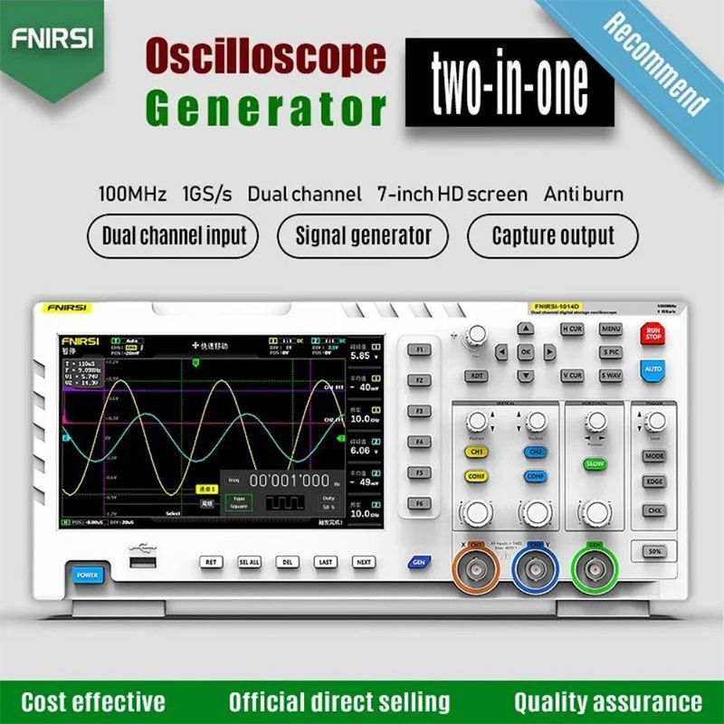 Fnirsi 1014D S Dijital Osiloskop 100MHz 2CH, Sinyal Jenerat�r� 10MHz
