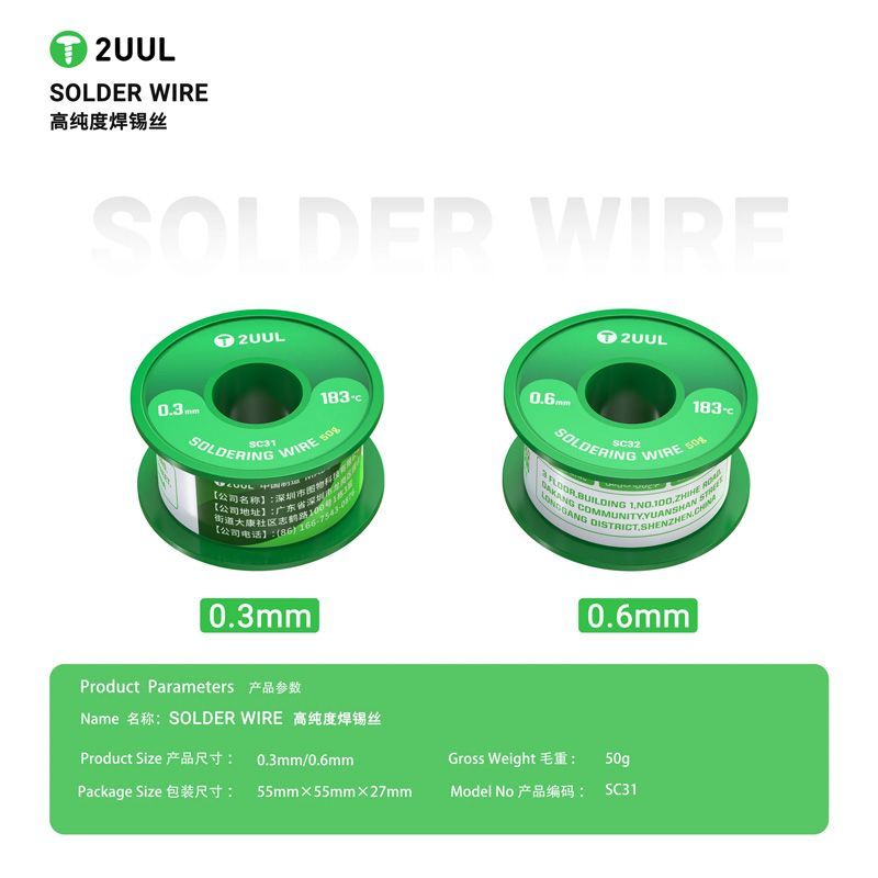 2UUL SC31 183 Derece 0.6mm 50g Lehim Teli