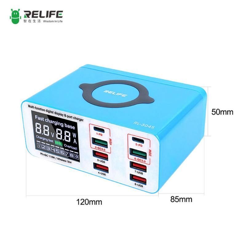 Relife Rl-304S 8 Port W�reless Type-C Usb Charger