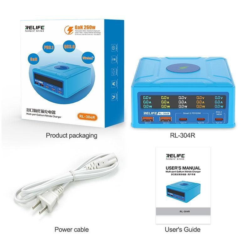 Relife Rl-304R 260W 5 Port Wireless Type-C Usb Charger